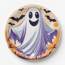 Gelukkig Halloween Geest Papieren Bordje