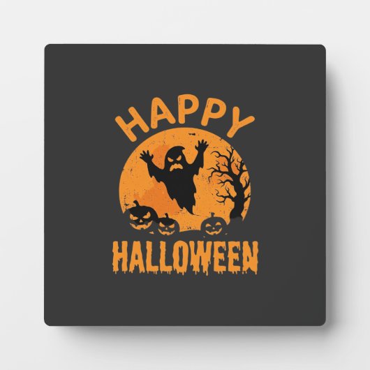 Gelukkig Halloween Geest Pompoen Vector Design Fotoplaat (Voorkant)