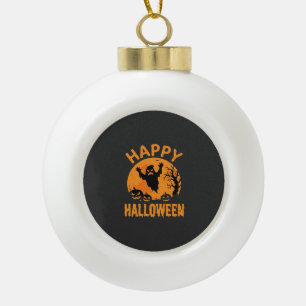 Gelukkig Halloween Geest Pompoen Vector Design Keramische Bal Ornament