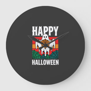 Gelukkig Halloween Geest Spinnenweb Retro Grote Klok