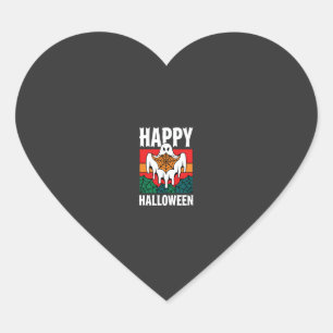 Gelukkig Halloween Geest Spinnenweb Retro Hart Sticker