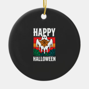 Gelukkig Halloween Geest Spinnenweb Retro Keramisch Ornament