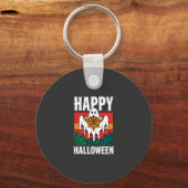 Gelukkig Halloween Geest Spinnenweb Retro Sleutelhanger (Voorkant)