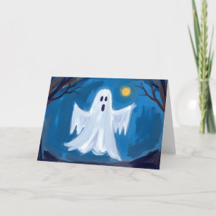 Gelukkig Halloween Geest Spoken Waterverf Feestdagen Kaart