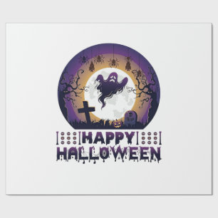 Gelukkig Halloween Geest Vleermuizen Spinnen_1 Cadeaupapier