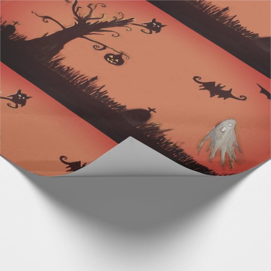 Gelukkig Halloween Geesten & Pompoen Wrapping Papi Cadeaupapier (Hoek)