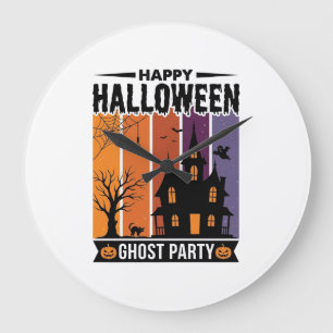 Gelukkig Halloween Geestenfeest Spokenhuis T-shirt Grote Klok