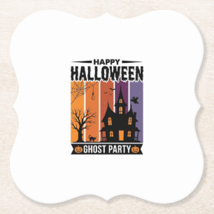 Gelukkig Halloween Geestenfeest Spokenhuis T-shirt Kartonnen Onderzetters