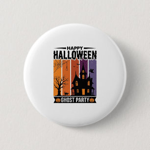 Gelukkig Halloween Geestenfeest Spokenhuis T-shirt Ronde Button 5,7 Cm