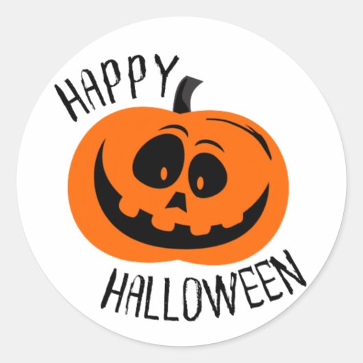 Gelukkig Halloween Gekke Pompoen Gezicht Ronde Sticker (Voorkant)