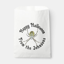 Gelukkig Halloween gele spin aangepaste naam Bedankzakje