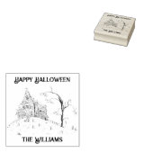 Gelukkig Halloween Ghost Fill Haunted House Rubberstempel (Gestempeld)