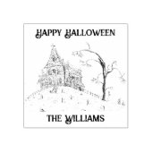 Gelukkig Halloween Ghost Fill Haunted House Rubberstempel (Afrduk)