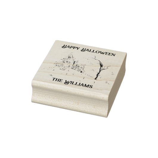 Gelukkig Halloween Ghost Fill Haunted House Rubberstempel (Stempel)