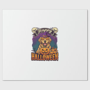 Gelukkig Halloween Golden Retriever Heksenhoed Pom Cadeaupapier