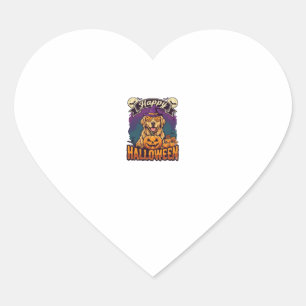 Gelukkig Halloween Golden Retriever Heksenhoed Pom Hart Sticker