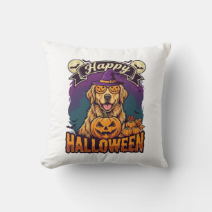 Gelukkig Halloween Golden Retriever Heksenhoed Pom Kussen