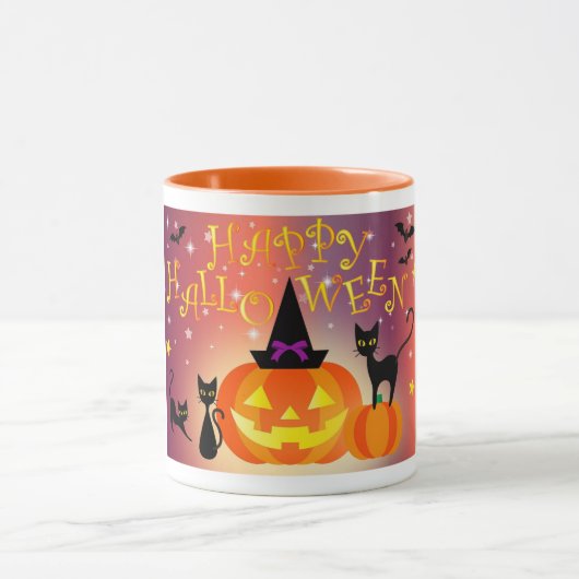 Gelukkig Halloween Grappig Bright Pumpkins Party Mok (Midden)