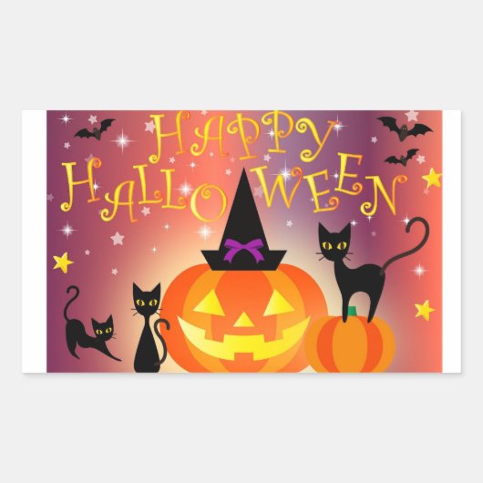 Gelukkig Halloween Grappig Bright Pumpkins Party Rechthoekige Sticker (Voorkant)