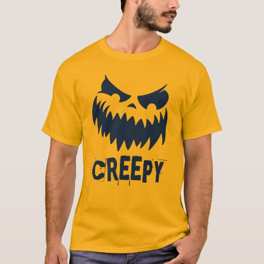 Gelukkig Halloween griezelig gezicht T-shirt (Voorkant)