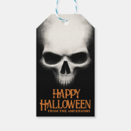 Gelukkig Halloween griezelige geest schedel zwart Cadeaulabel