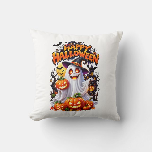 Gelukkig Halloween Griezelige Kat Ontwerp Kussen (Voorkant)
