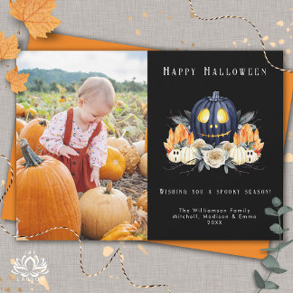 Gelukkig Halloween Griezelige Pompoenen Kristallen Feestdagenkaart