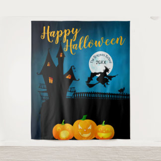 Gelukkig Halloween Griezelscène | Feest Achtergron Wandkleed
