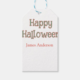 Gelukkig Halloween groen oranje pastel trendy mode Cadeaulabel