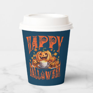 Gelukkig Halloween Groep van Gelukkige Jack-O-Lant Papieren Bekers