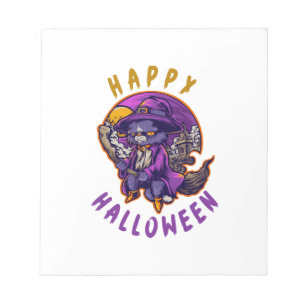 Gelukkig Halloween Halloween Heks Kat Notitieblok