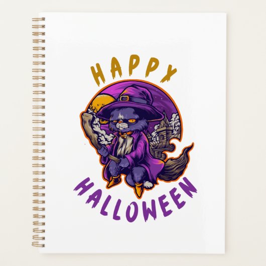 Gelukkig Halloween Halloween Heks Kat Planner (Voorkant)