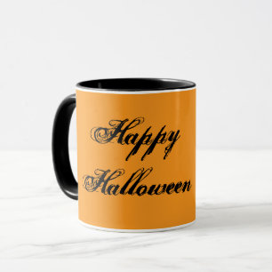 Gelukkig Halloween Handgeschreven Mok (Oranje & Zw