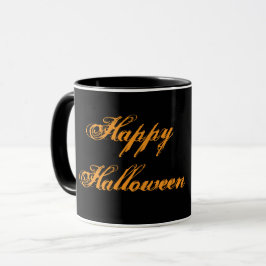 Gelukkig Halloween Handgeschreven Mok (Zwart & Ora