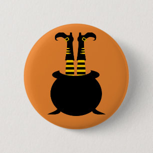 Gelukkig Halloween Heks Been Ronde Button 5,7 Cm