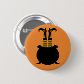 Gelukkig Halloween Heks Been Ronde Button 5,7 Cm (Voorkant /achterkant)