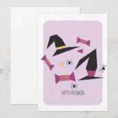 Gelukkig Halloween Heks Confetti Kaart (Voorkant / Achterkant)
