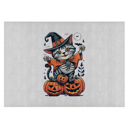 Gelukkig Halloween Heks Kat Snijplank (Voorkant)