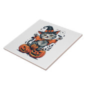 Gelukkig Halloween Heks Kat Tegeltje (Zijkant)