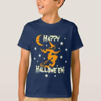 Gelukkig Halloween Heks op Bezem Oranje Maan