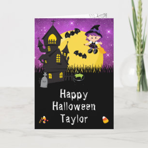 Gelukkig Halloween Heks Paars Kaart