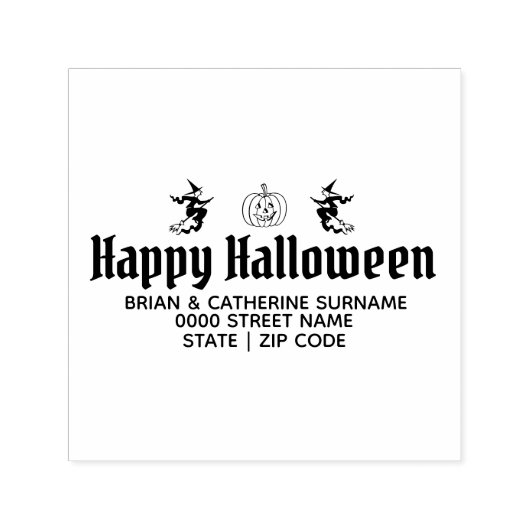Gelukkig halloween heks pompoen retouradres zelfinktende stempel (Design)