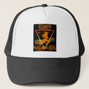 Gelukkig Halloween Heks Zwarte Sinaasappels Trucker Pet