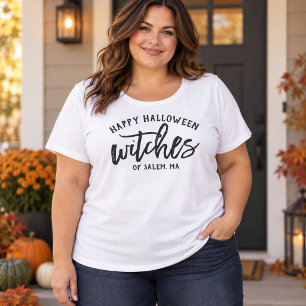 Gelukkig Halloween Heksen Aangepaste Stad Zwarte D Grote Maat T-shirt