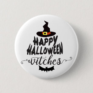 Gelukkig Halloween Heksen Typografie Halloween Ronde Button 5,7 Cm