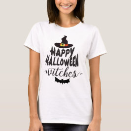 Gelukkig Halloween Heksen Typografie Halloween T-shirt