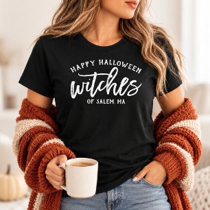 Gelukkig Halloween Heksen Witte Script Aangepaste  Tri-Blend Shirt
