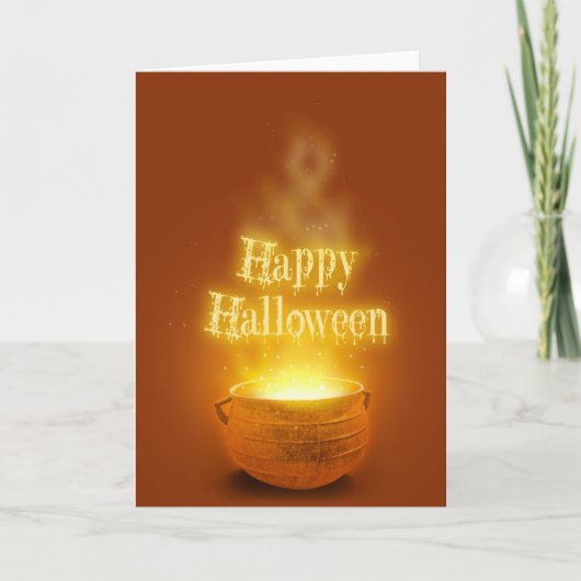 Gelukkig Halloween Heksencaldron Kaart (Voorkant)