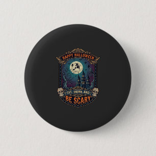 Gelukkig Halloween Heksenkasteel Schedels Vet Dran Ronde Button 5,7 Cm