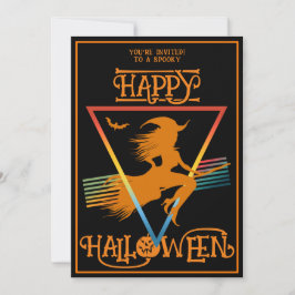 Gelukkig Halloween Heksenkostuum Feest Zwarte Sina Kaart